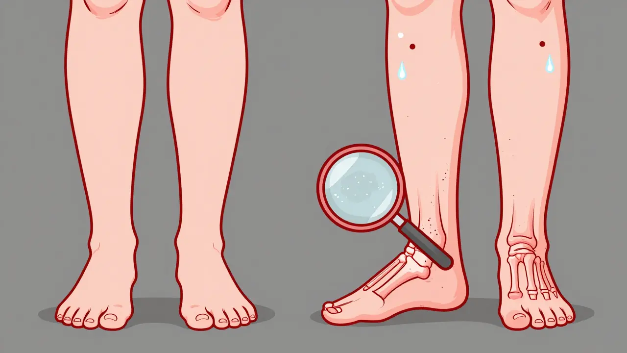 Split-body diagram showing healthy vs. inflamed joints with enthesitis and nail changes.
