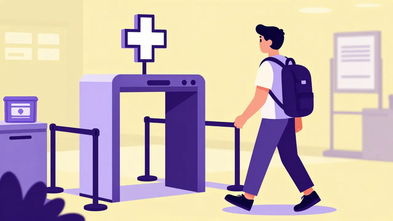 Traveler using expedited medical security lane for 2026