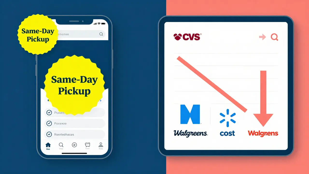 Smartphone showing same-day pickup vs price savings