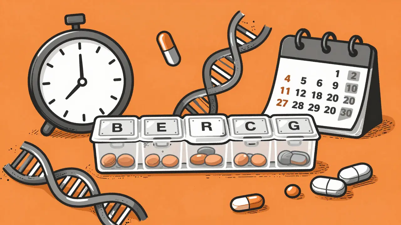 Pill organizer and schedule icons for chemo adherence