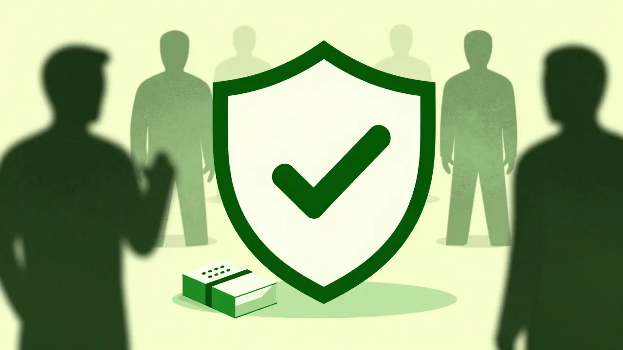 Shield protecting medication package from shadowy counterfeit drug threats