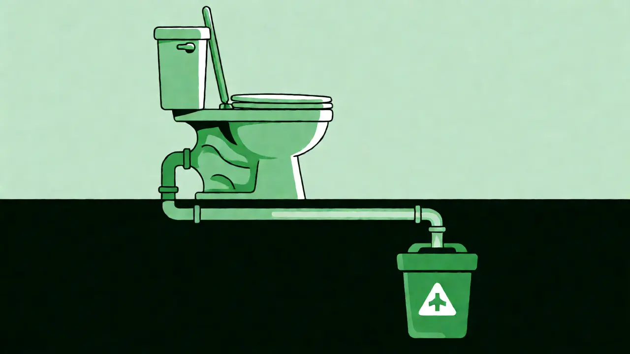 Closed toilet lid preventing flush contamination in duotone art